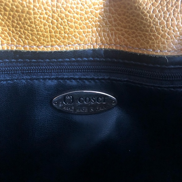 COSCI ITALIAN BRAND Genuine Leather Blue & Yellow Hand / Shoulder Bag. Handmade - Picture 6 of 7